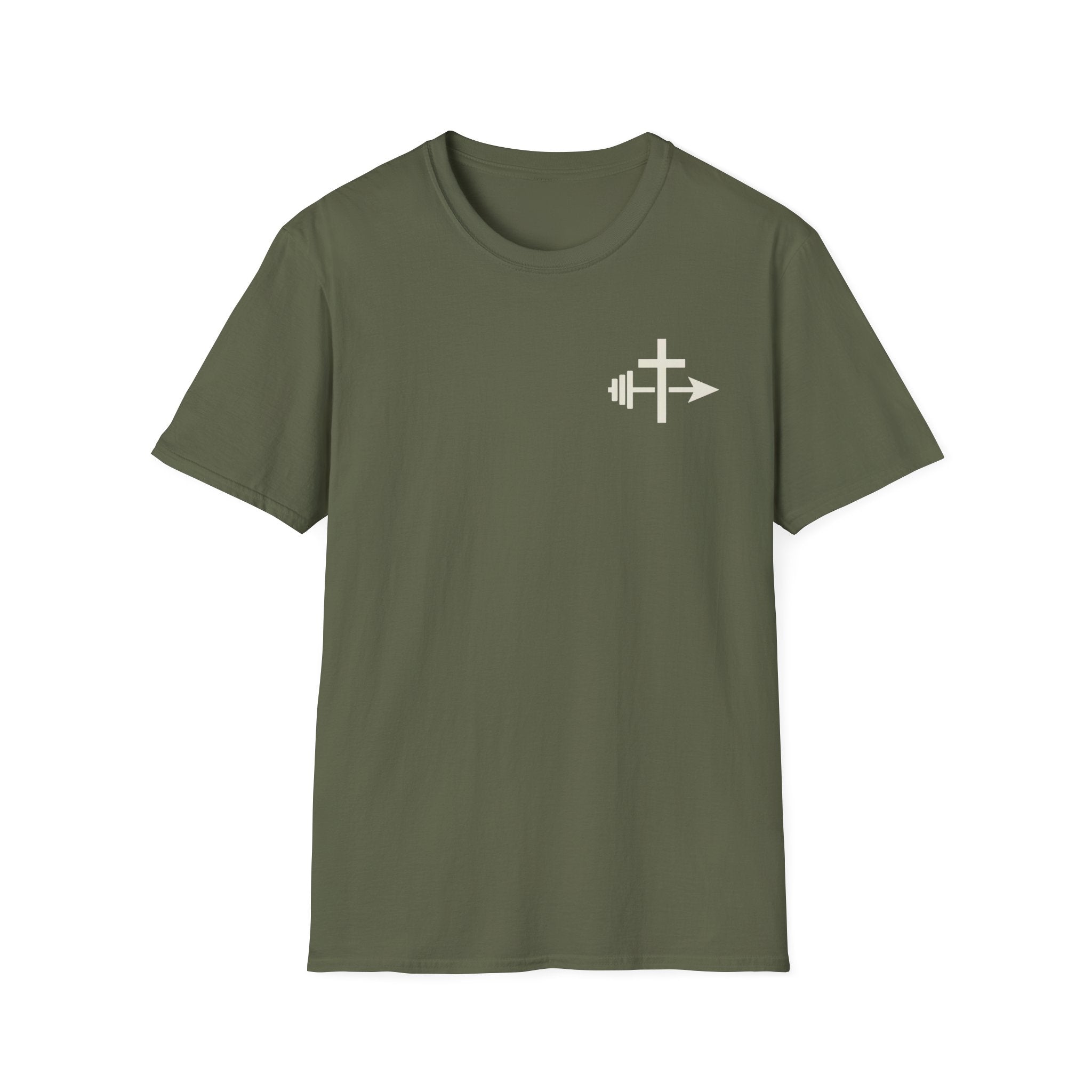 Barbell Cross Arrow T-Shirt | Christian Fitness Tee