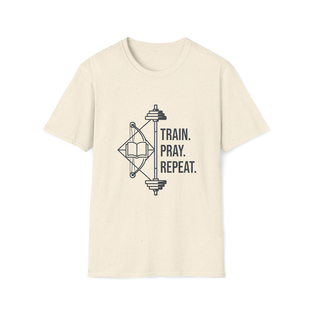 Train Pray Repeat Minimalist Cross T-Shirt