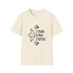 Train Pray Repeat Minimalist Cross T-Shirt