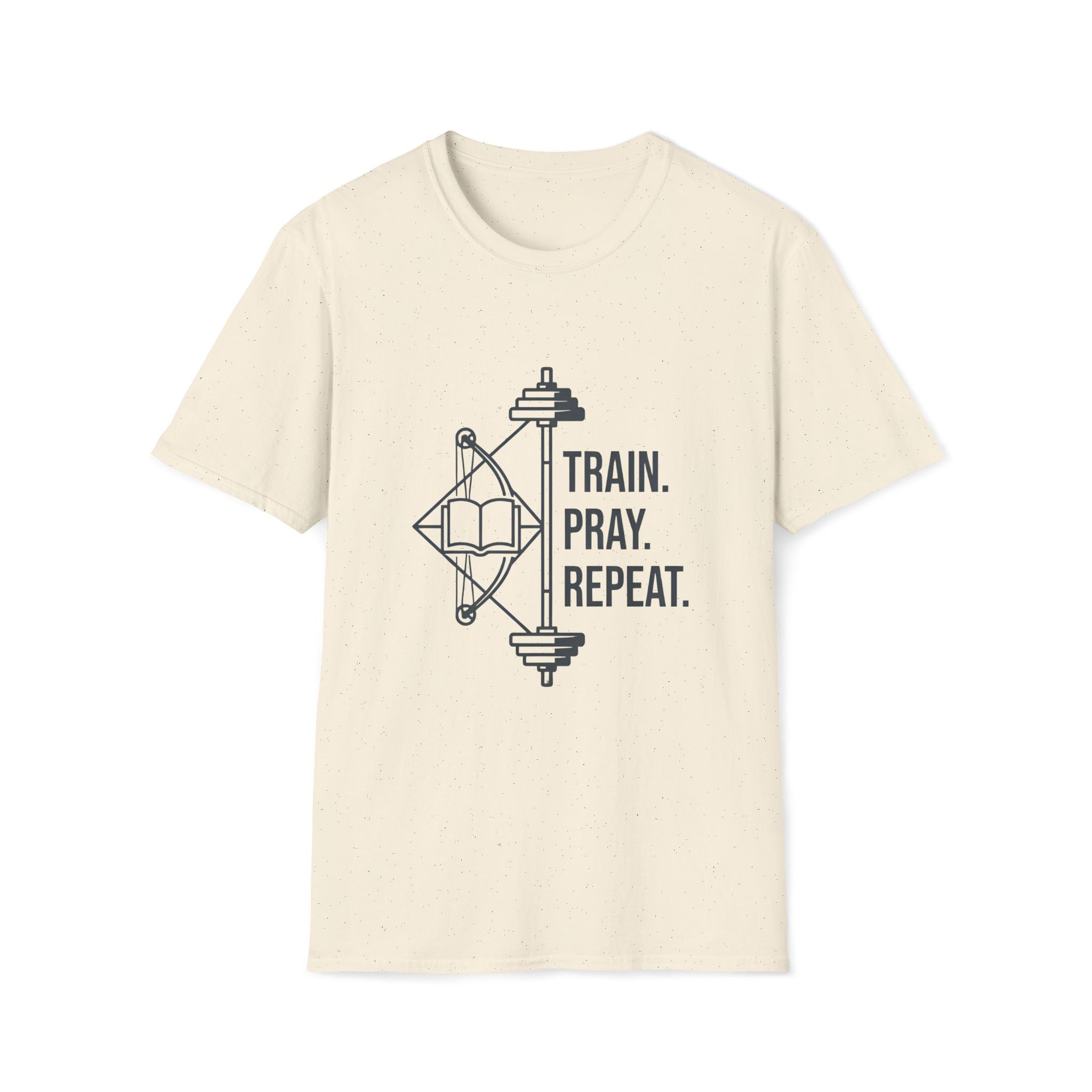 Train Pray Repeat Minimalist Cross T-Shirt