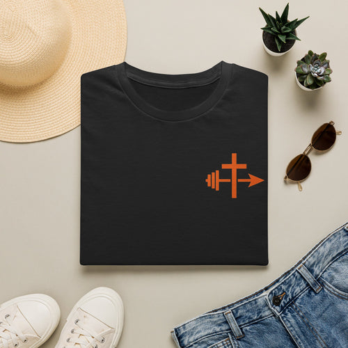 Barbell Cross Arrow T-Shirt | Christian Fitness Tee