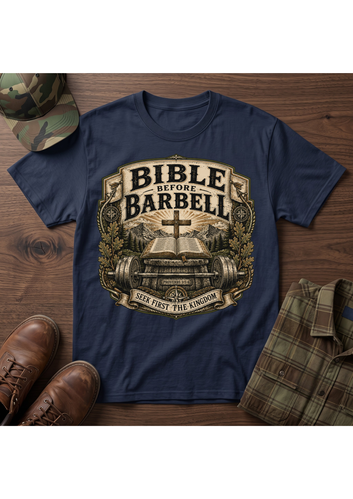 Bible Before Barbell T-Shirt