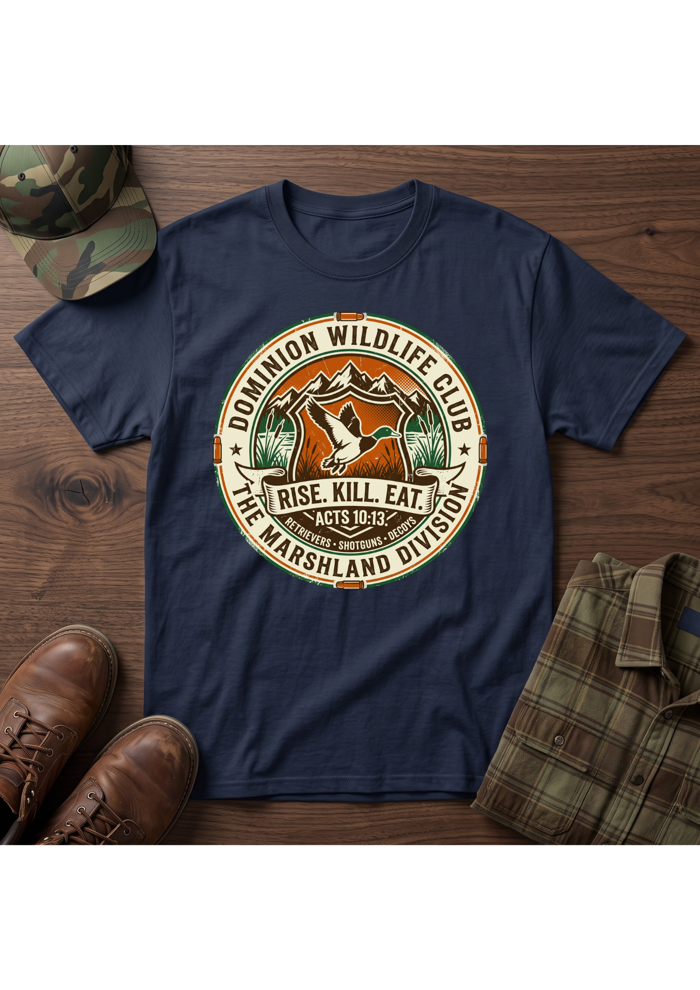 Rise, Kill, Eat Waterfowl Badge T-Shirt