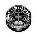 Bible Bow and Barbell Round Sticker | Faith Hunting Fitness