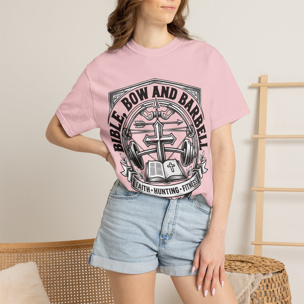 Bible Bow and Barbell T-Shirt | Faith Hunting Fitness