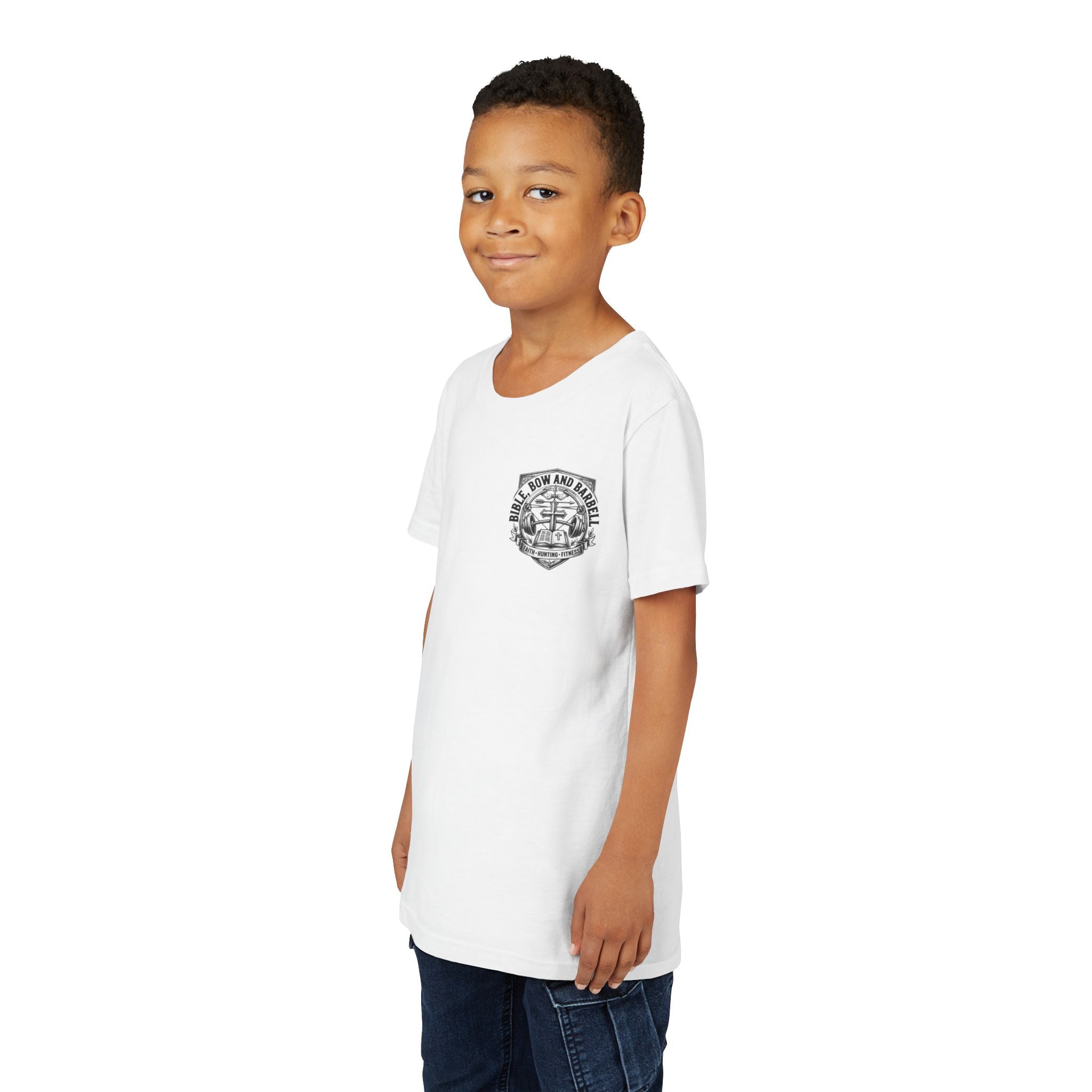 Youth Tee - "Pray Hard Train Hard Hunt Hard" Camo Faith & Hunting Kids Shirt