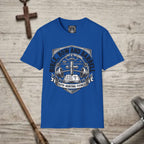 Bible Bow and Barbell Emblem T-Shirt | Fitness Crossed Barbell Logo
