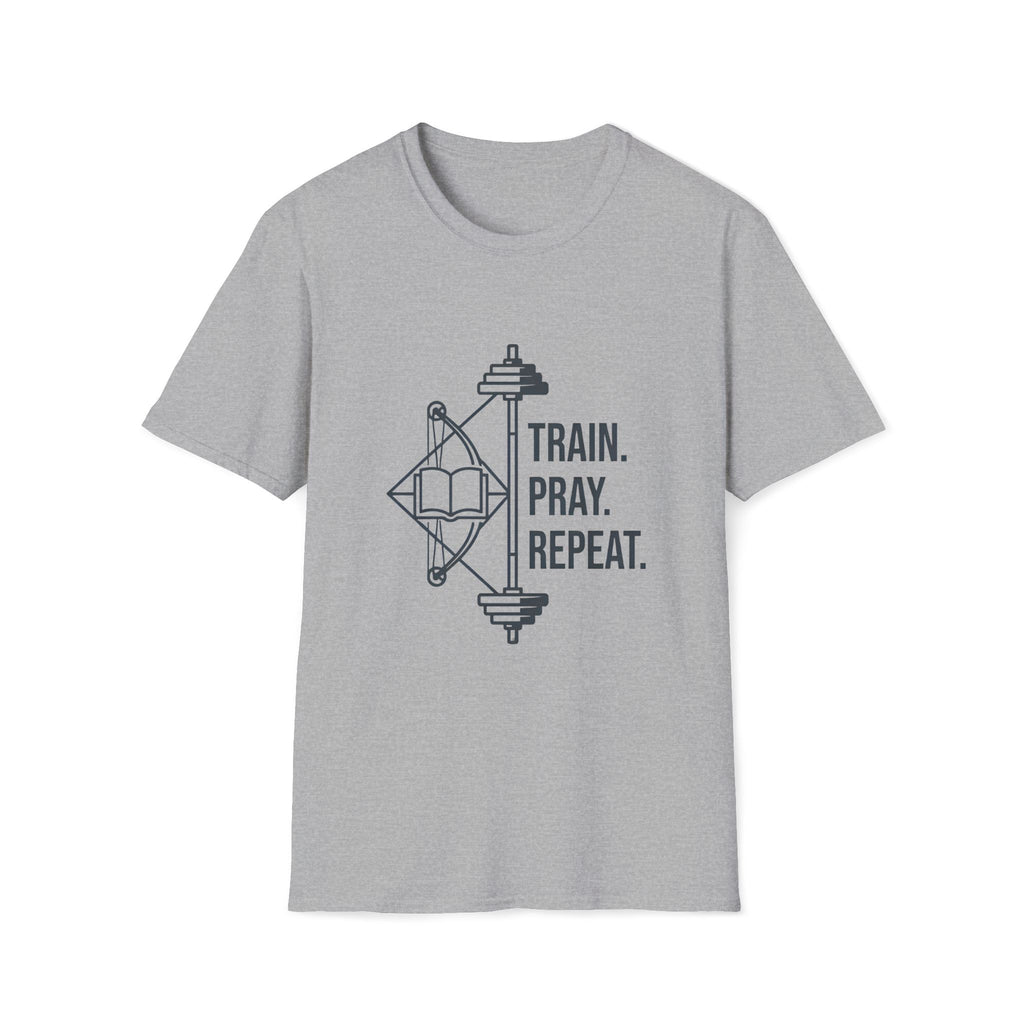 Train Pray Repeat Minimalist Cross T-Shirt