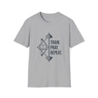 Train Pray Repeat Minimalist Cross T-Shirt
