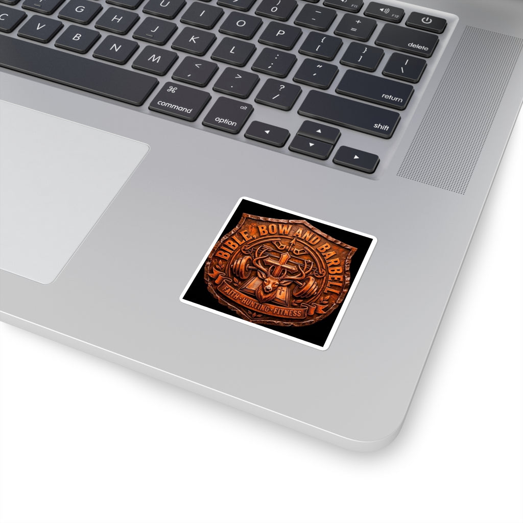 Bible Bow and Barbell Buck Shield emblem Sticker | Faith Hunting Fitness