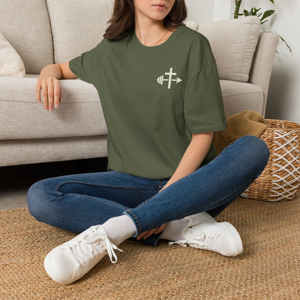 Barbell Cross Arrow T-Shirt | Christian Fitness Tee