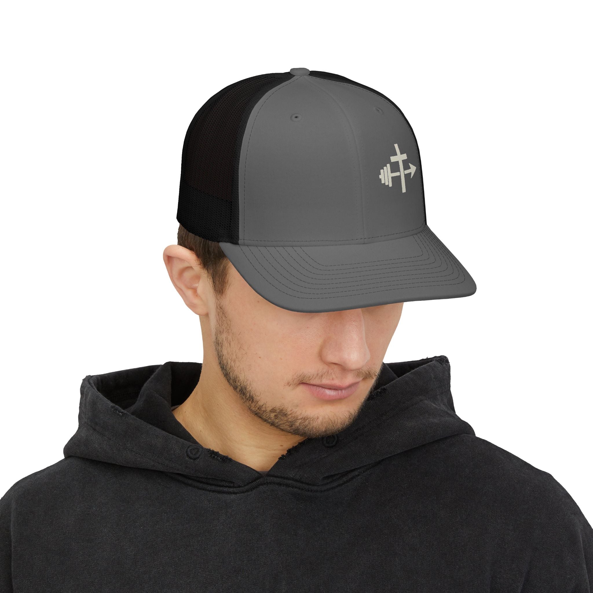 Barbell Cross Arrow Snapback Cap | Trucker Hat Mesh Back