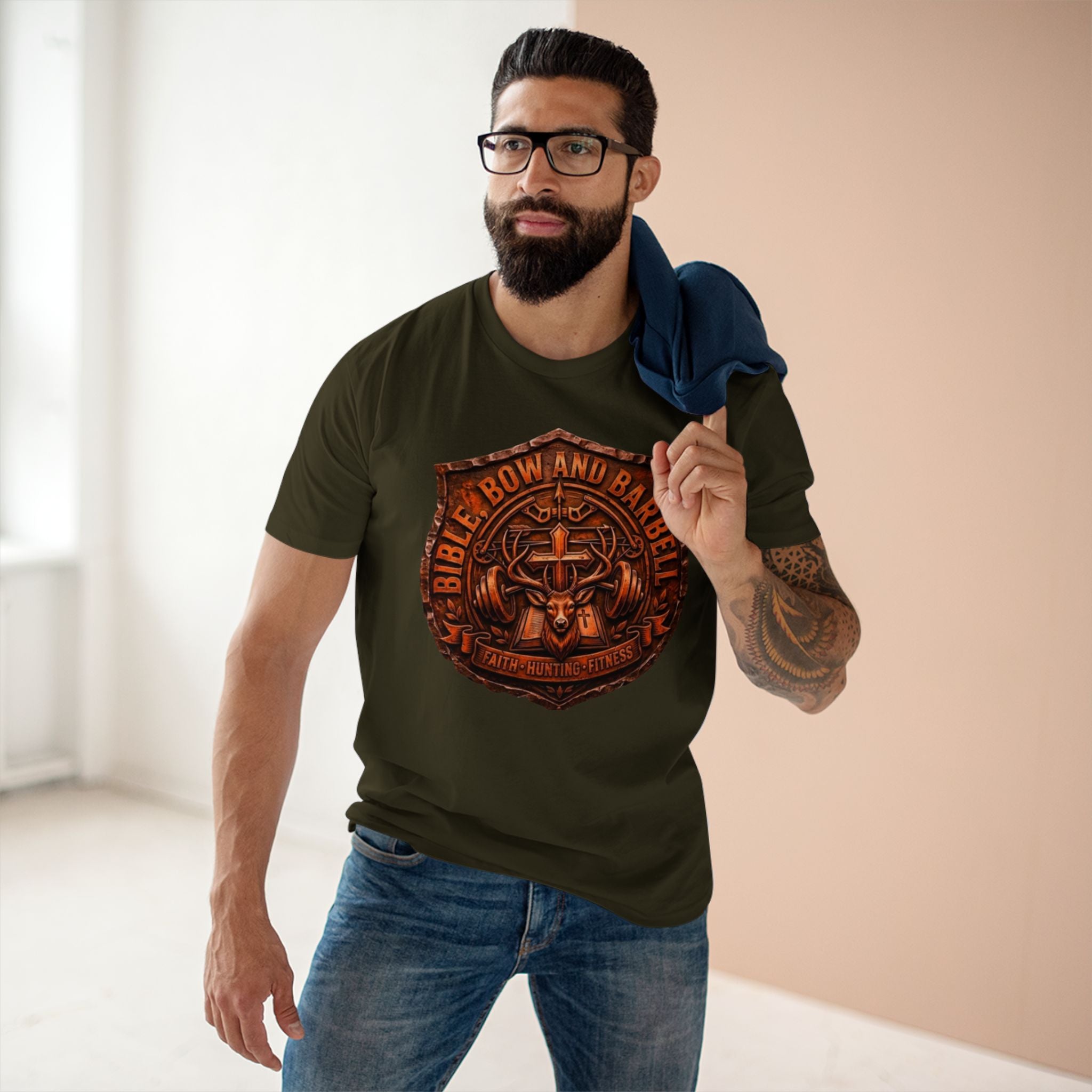 Logo Buck Shield Tee, Faith Christian Fitness shirt