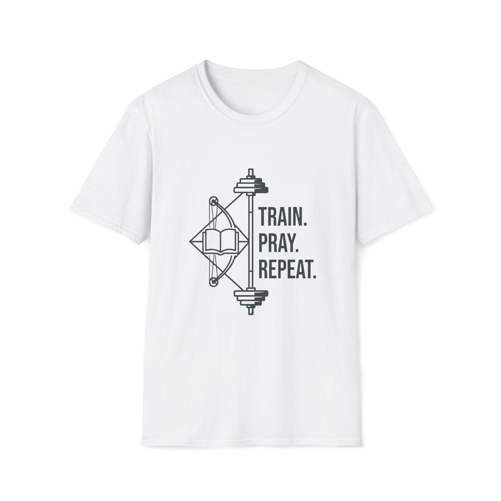 Train Pray Repeat Minimalist Cross T-Shirt