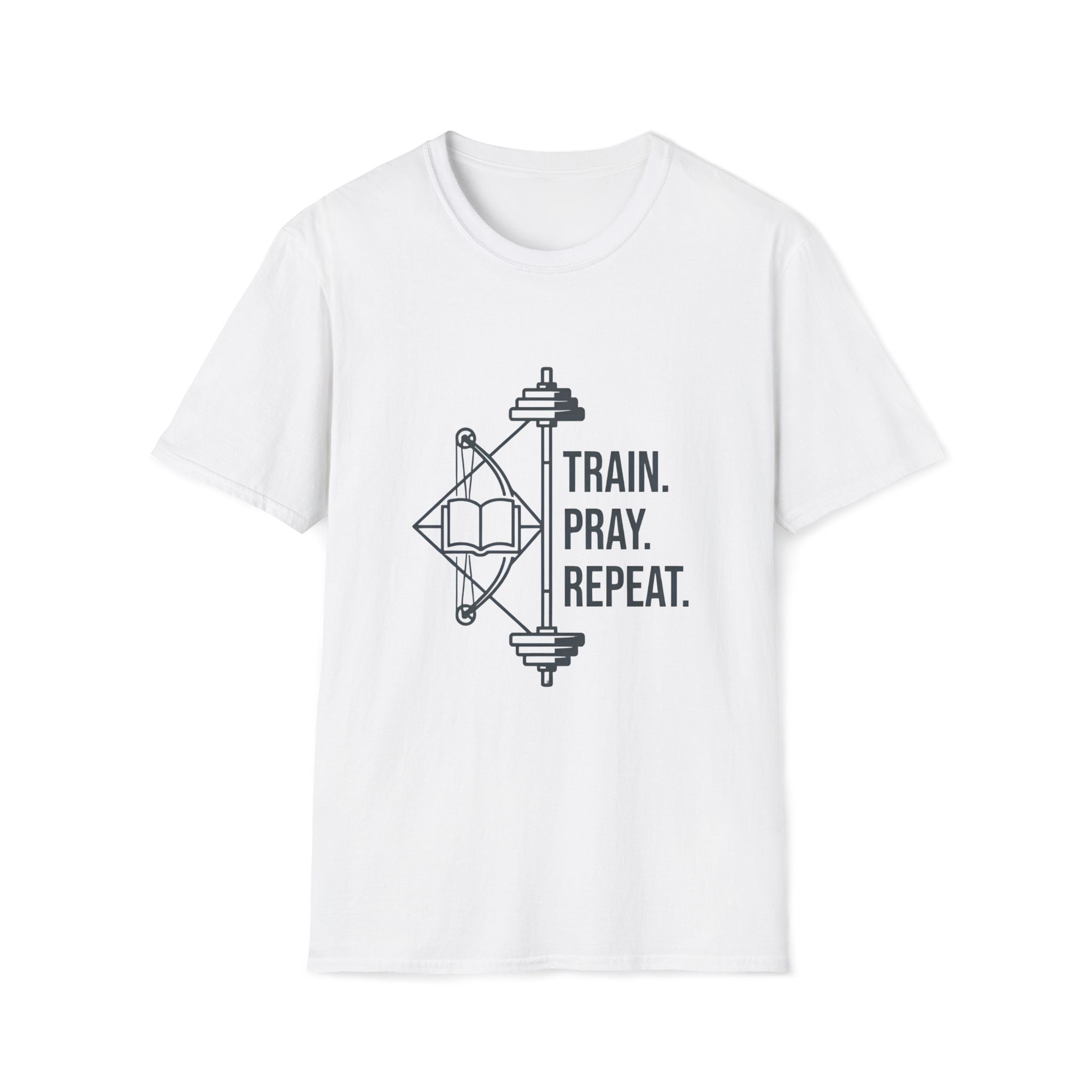 Train Pray Repeat Minimalist Cross T-Shirt