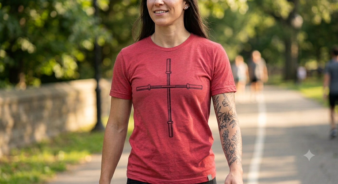 Barbell Cross Faith and Fitness T-Shirt
