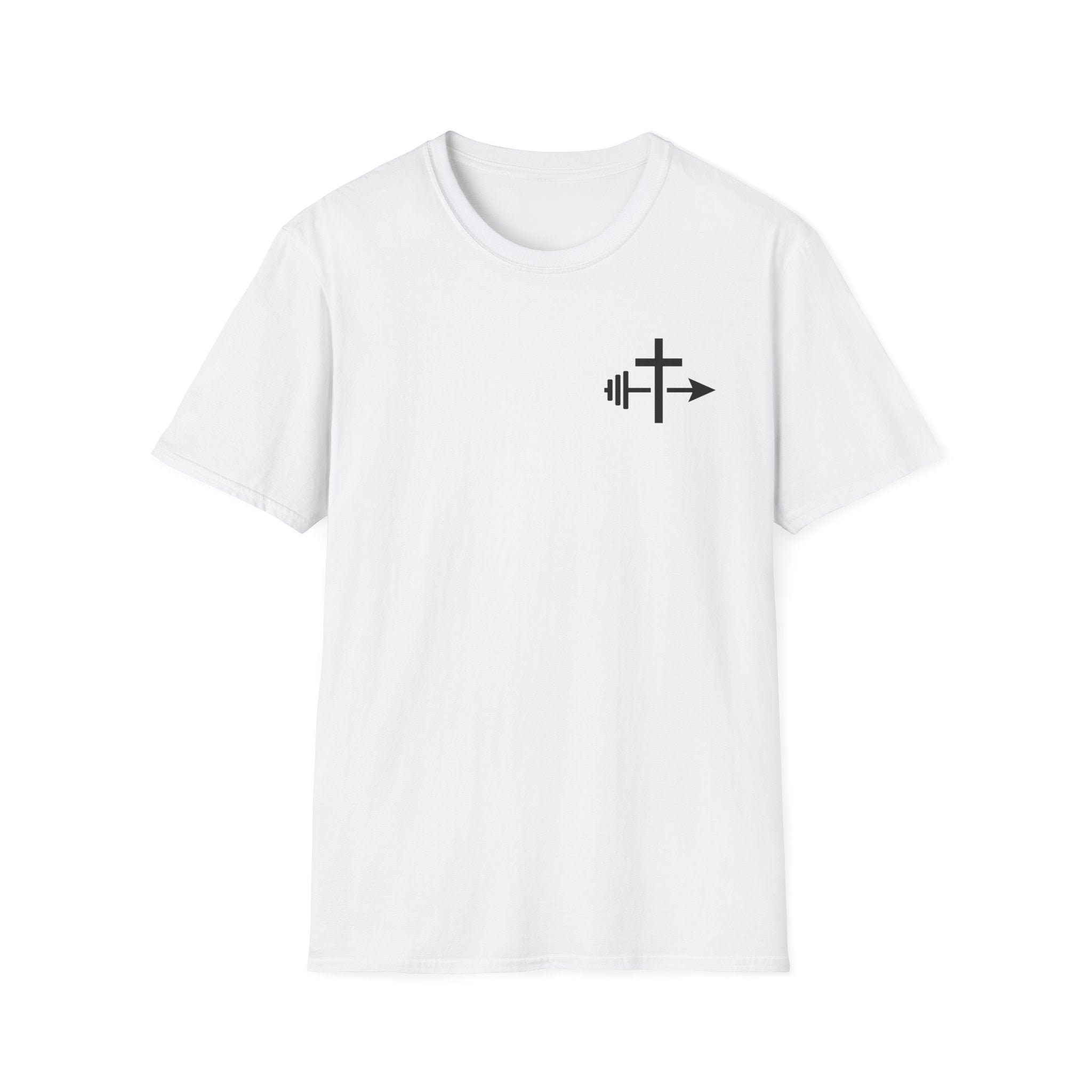 Barbell Cross Arrow T-Shirt | Christian Fitness Tee