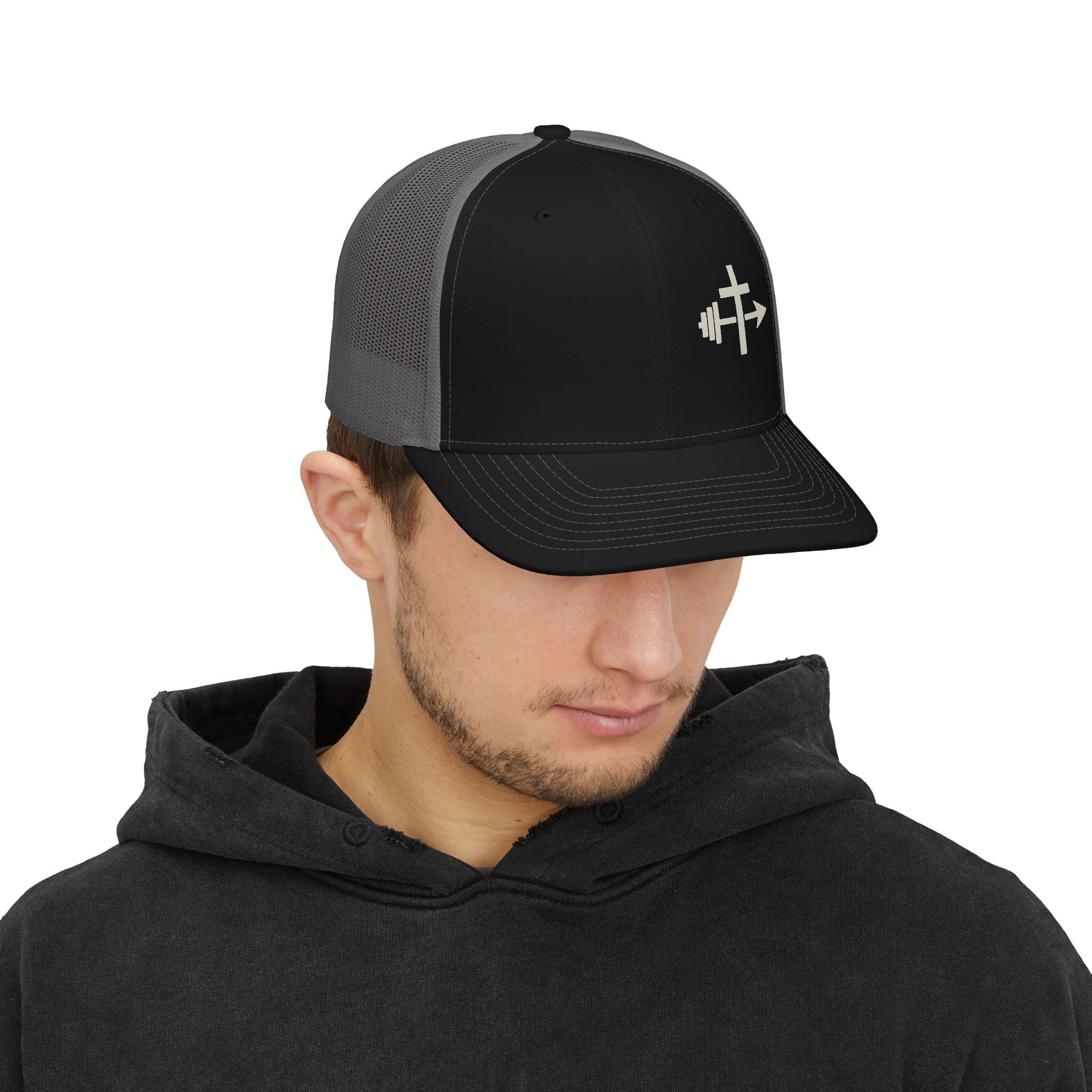Barbell Cross Arrow Snapback Cap | Trucker Hat Mesh Back