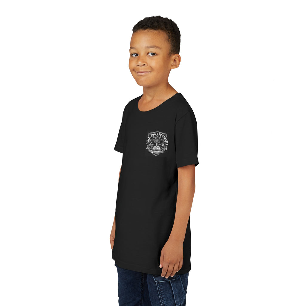 Youth Tee - "Pray Hard Train Hard Hunt Hard" Camo Faith & Hunting Kids Shirt