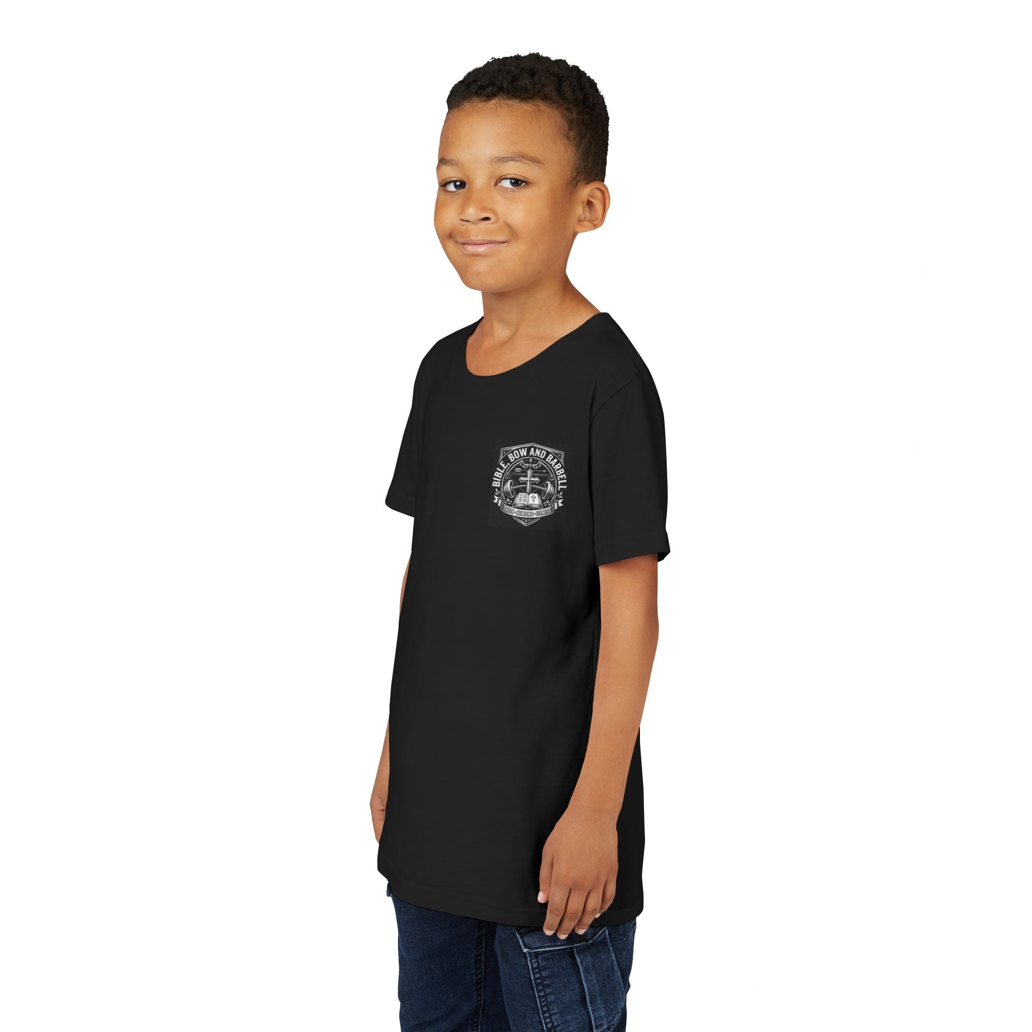 Youth Tee - "Pray Hard Train Hard Hunt Hard" Camo Faith & Hunting Kids Shirt