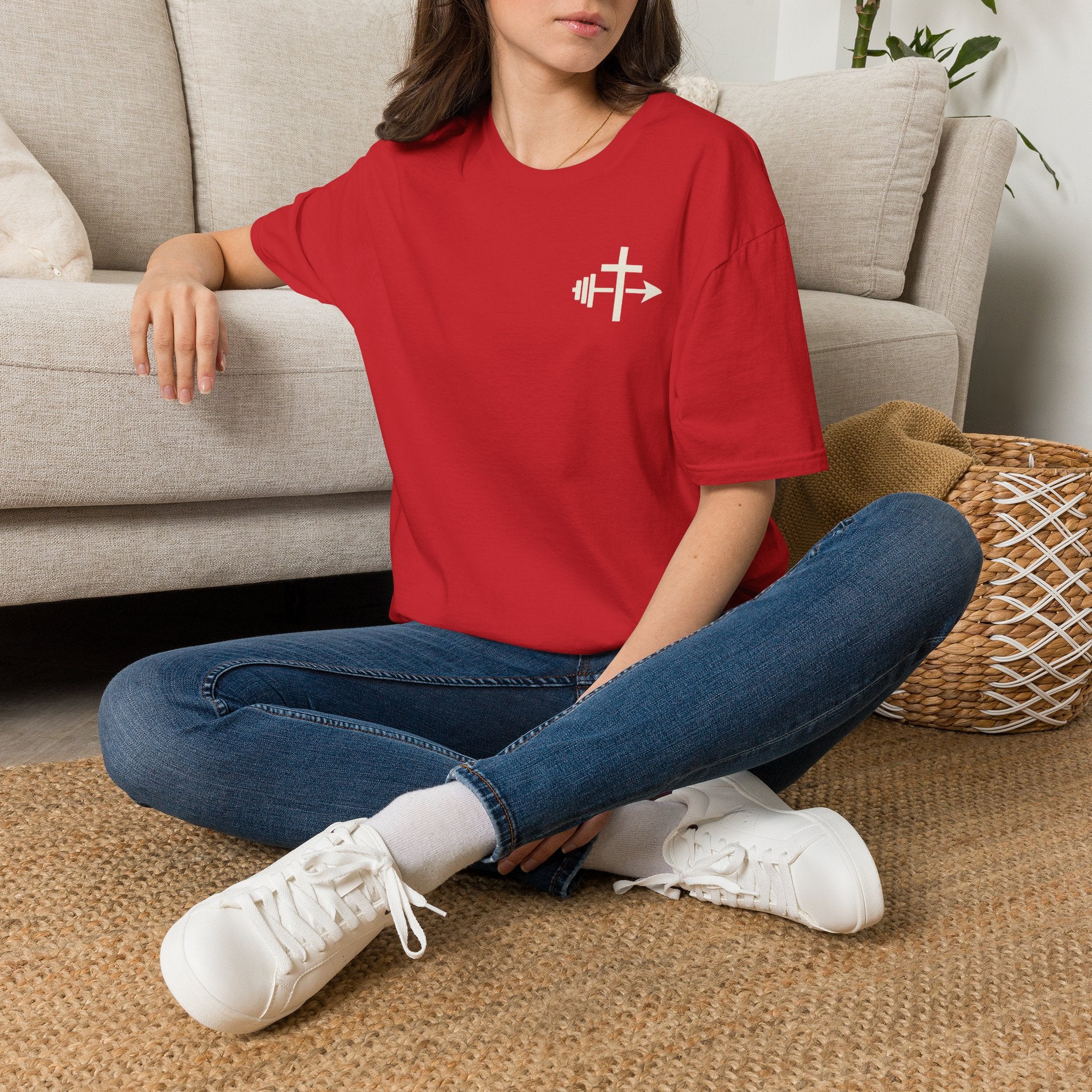 Barbell Cross Arrow T-Shirt | Christian Fitness Tee