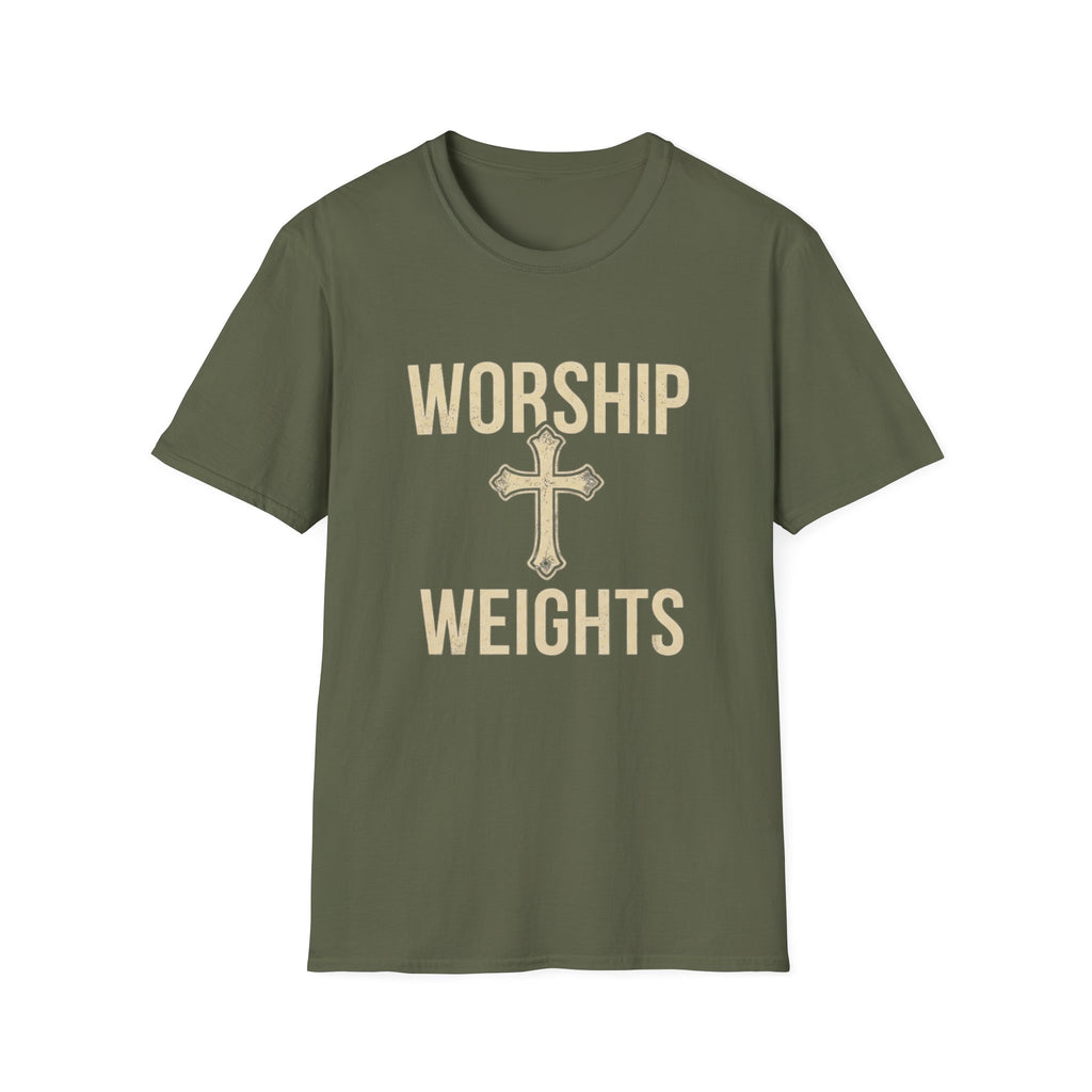 Christian Workout Shirt: Worship and Weights T-Shirt — Christian Fitness Faith Tee