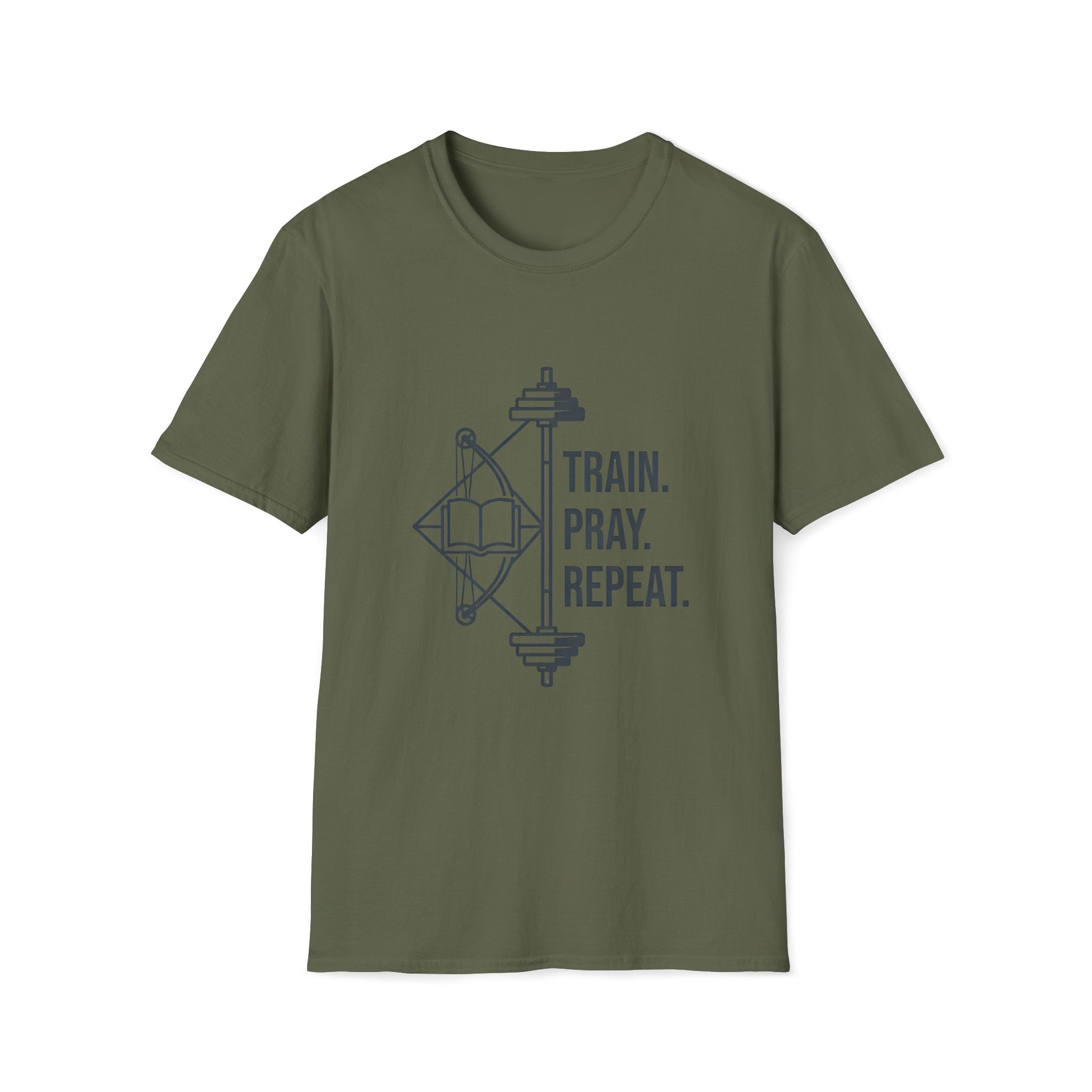 Train Pray Repeat Minimalist Cross T-Shirt