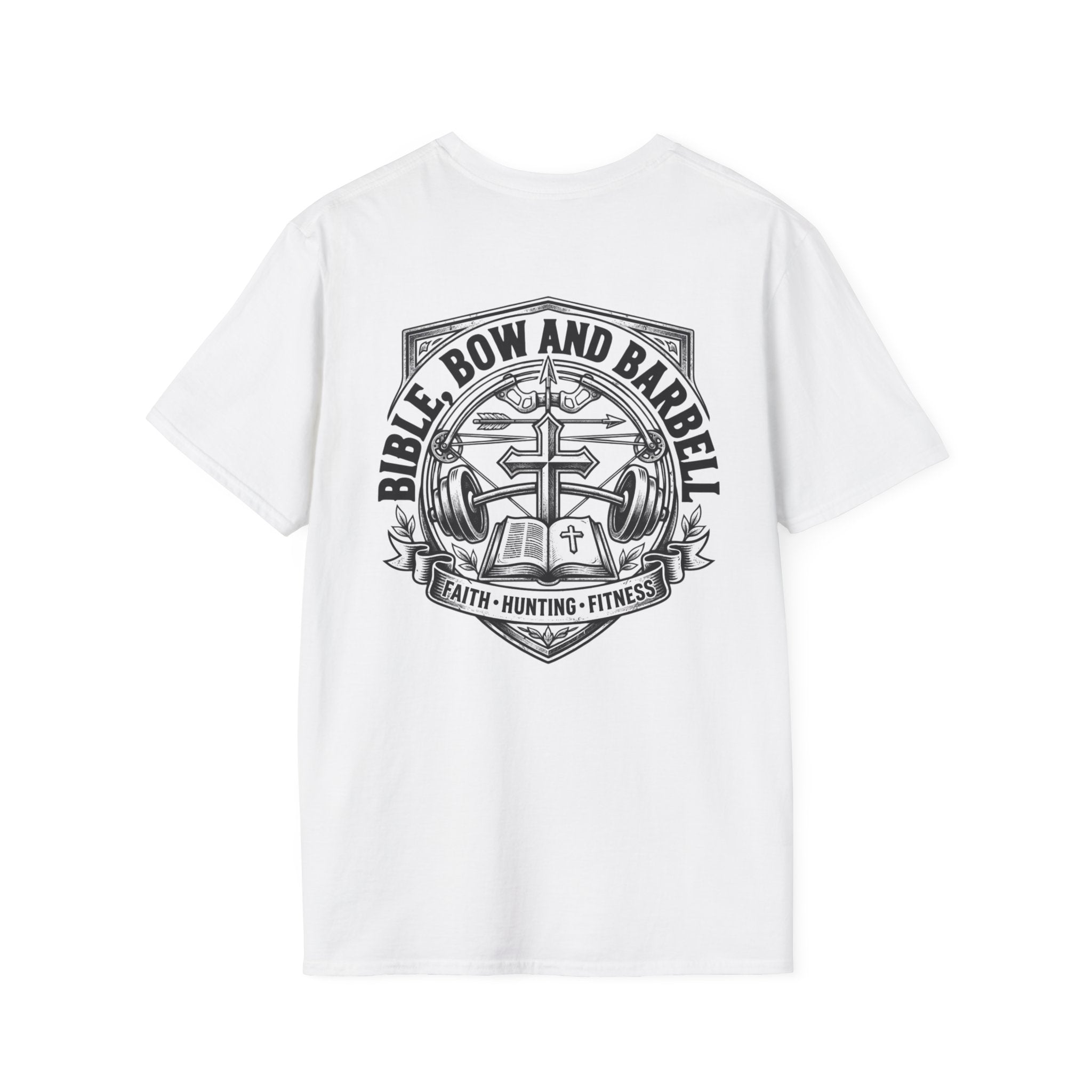Barbell Cross Arrow T-Shirt | Christian Fitness Tee