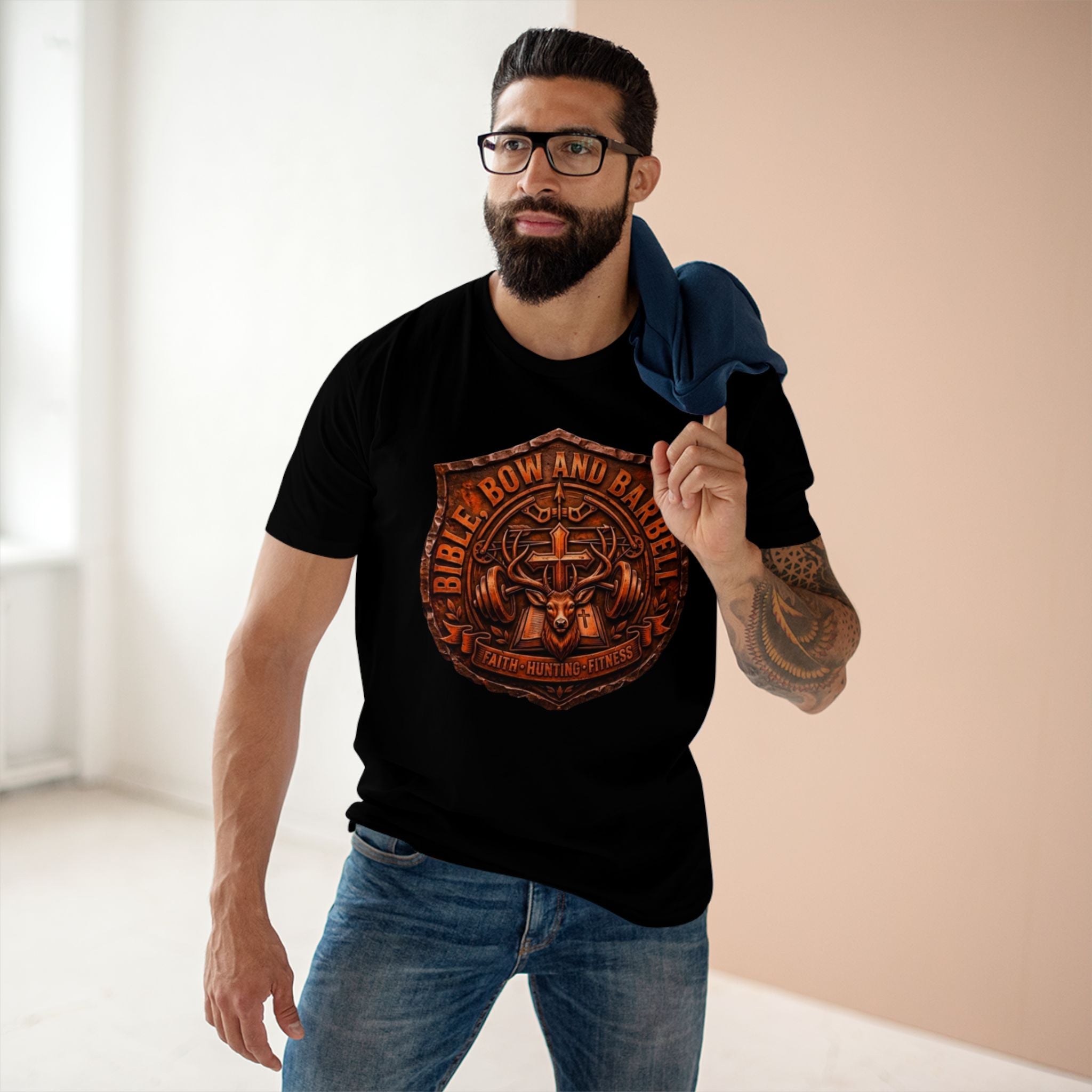 Logo Buck Shield Tee, Faith Christian Fitness shirt