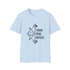 Train Pray Repeat Minimalist Cross T-Shirt