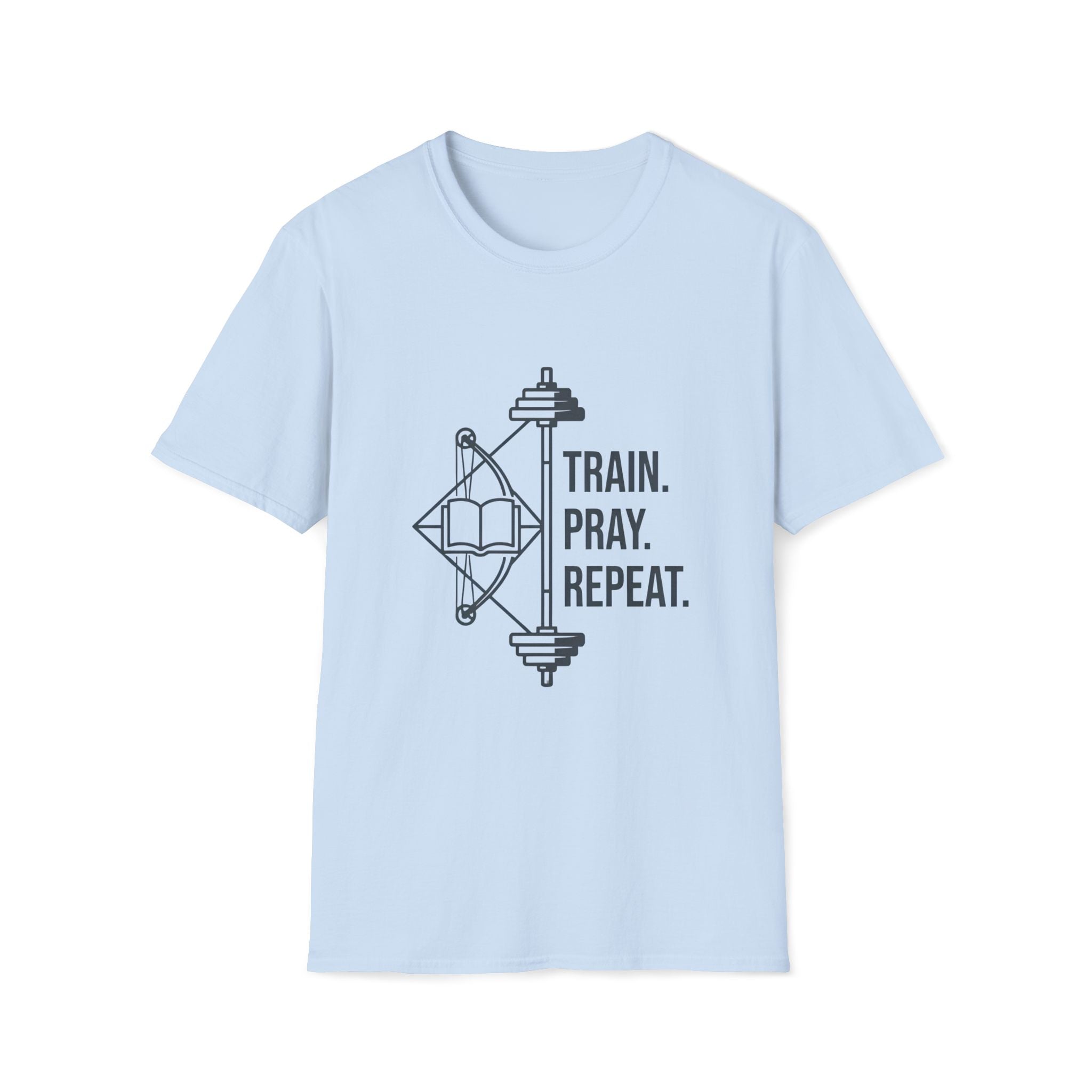 Train Pray Repeat Minimalist Cross T-Shirt