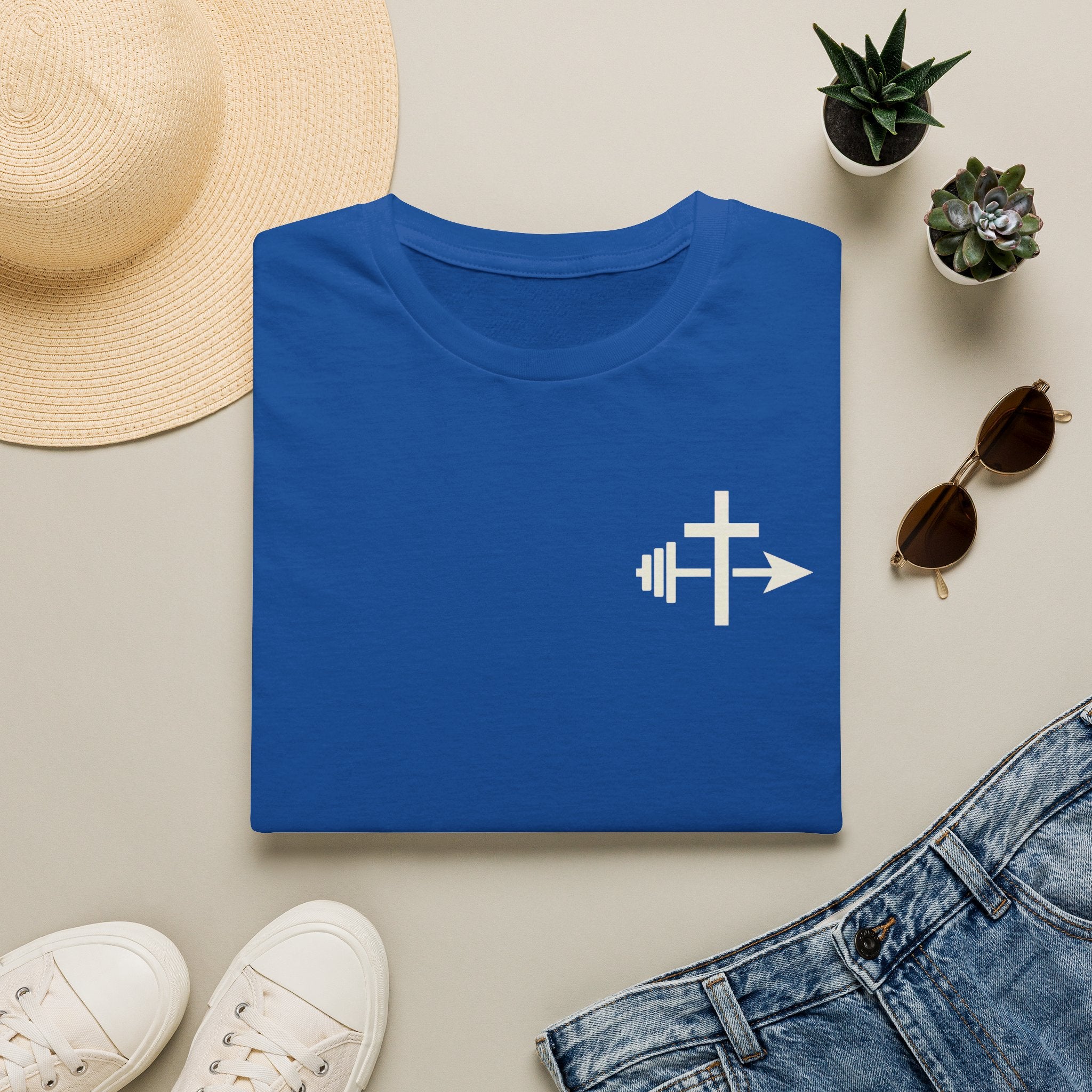 Barbell Cross Arrow T-Shirt | Christian Fitness Tee