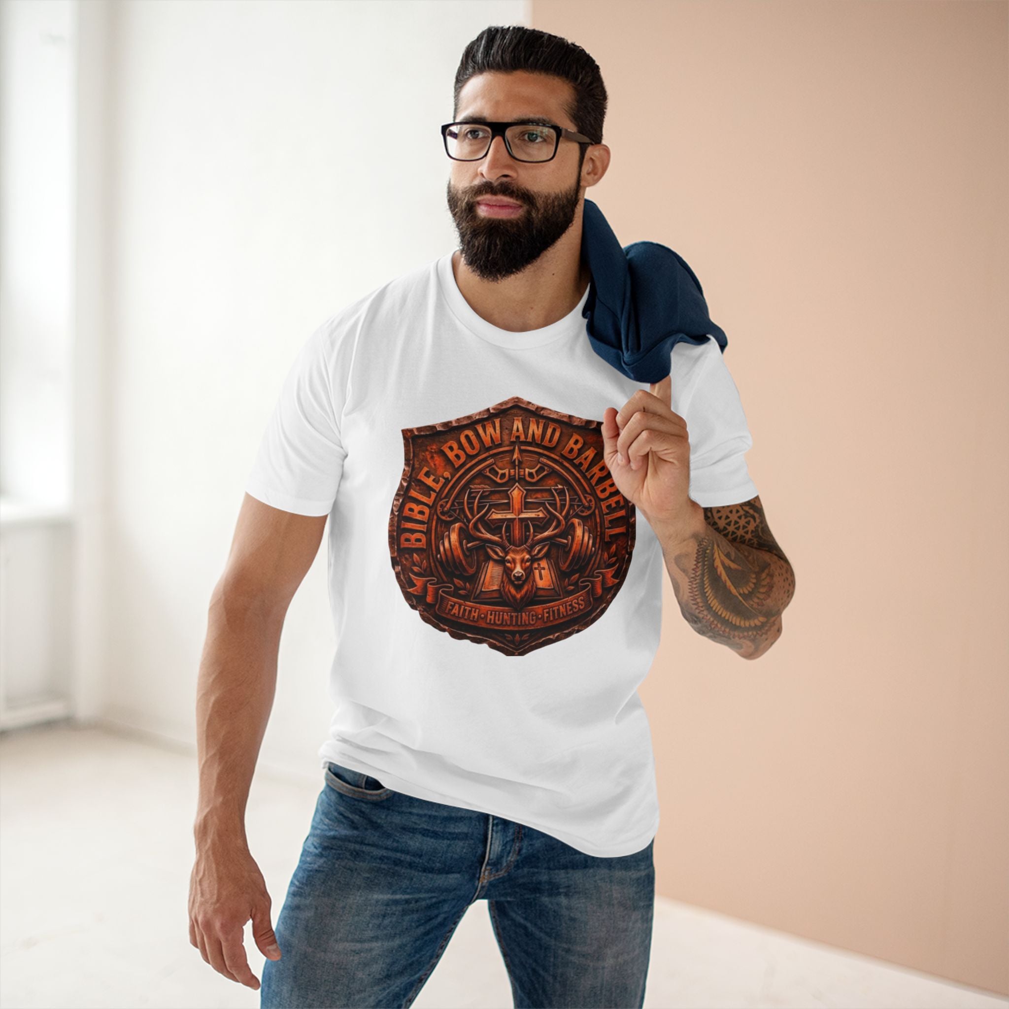 Logo Buck Shield Tee, Faith Christian Fitness shirt