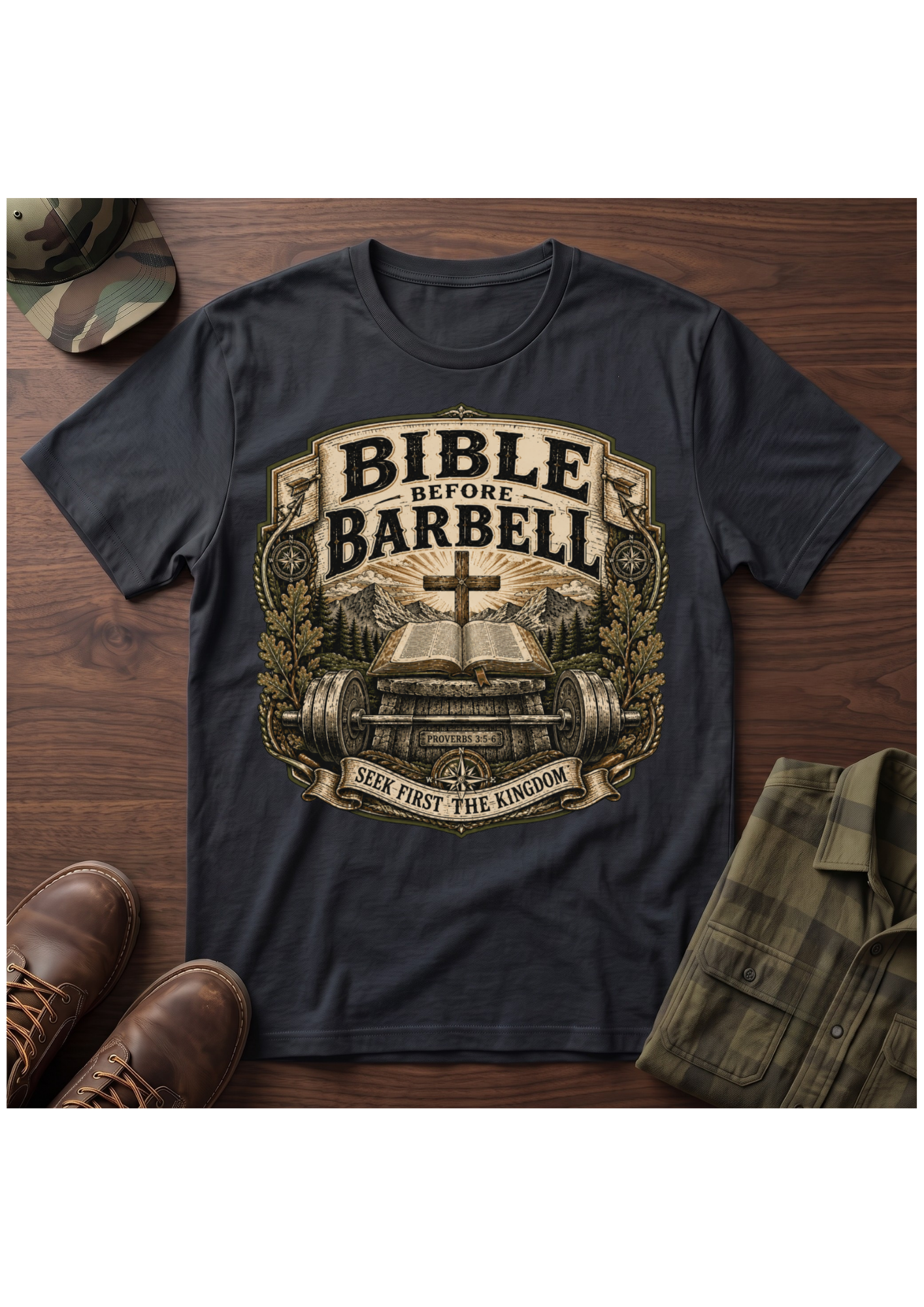 Bible Before Barbell T-Shirt
