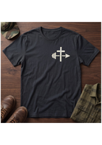Cross and Barbell Chest Logo Only T-Shirt | Faith Fitness Tee