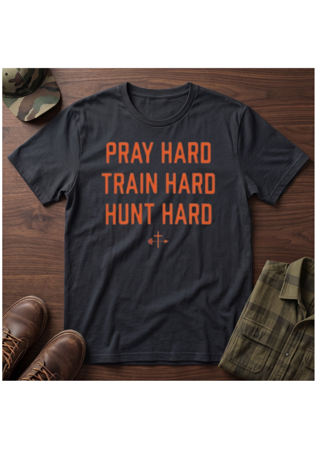 Pray, Train, Hunt Hard Orange T-Shirt