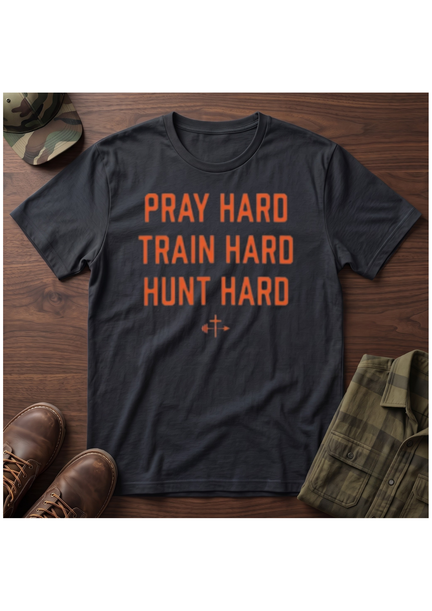 Pray, Train, Hunt Hard Orange T-Shirt