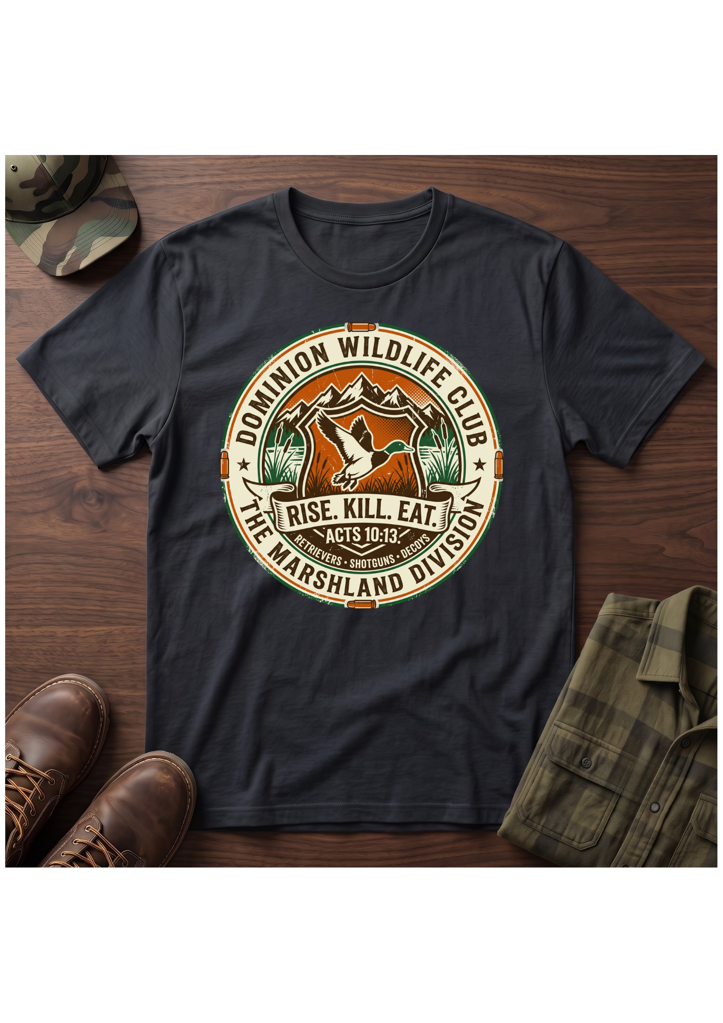 Rise, Kill, Eat Waterfowl Badge T-Shirt