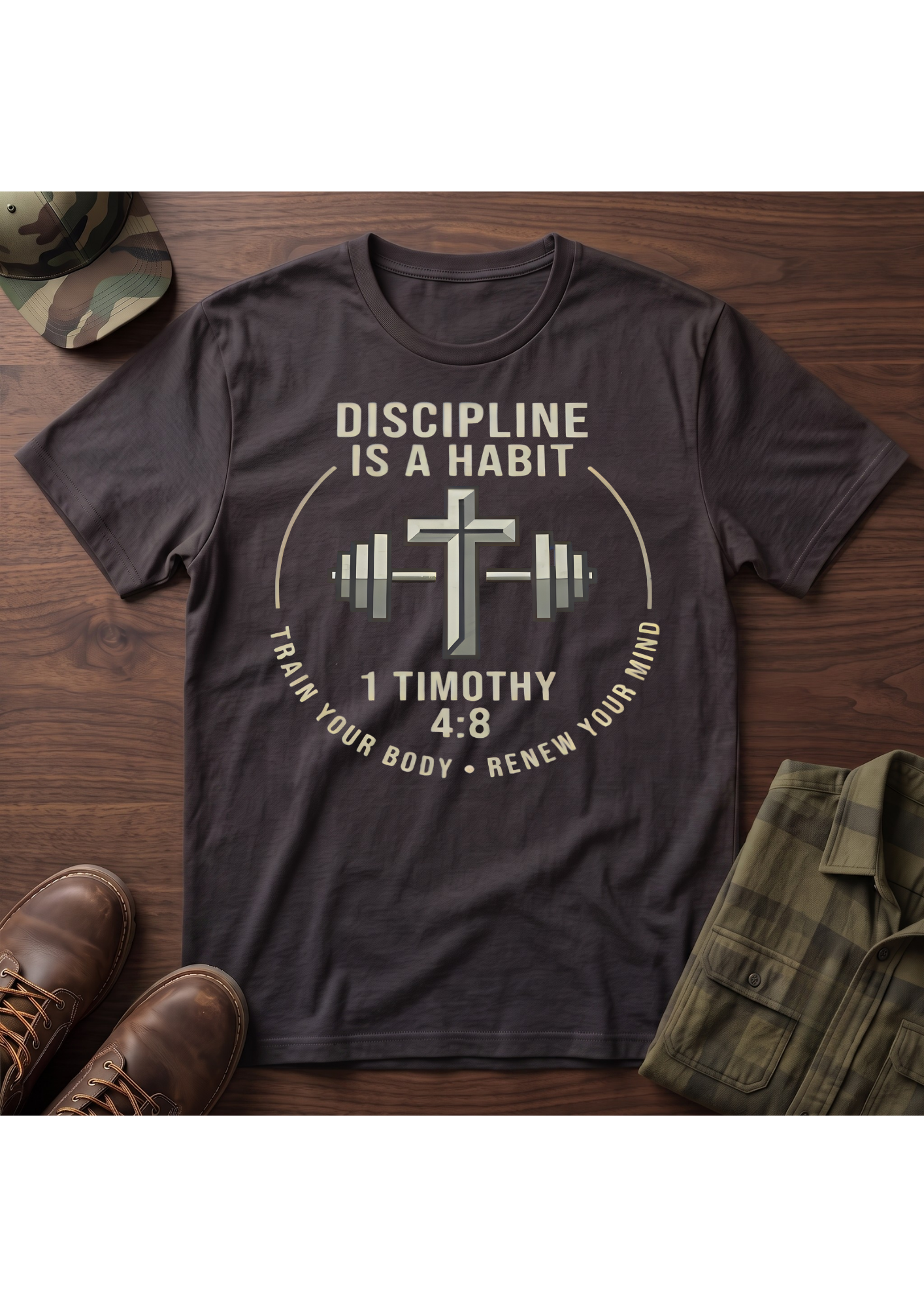 1 Timothy 4:8 Faith, Fitness and Discipline T-Shirt