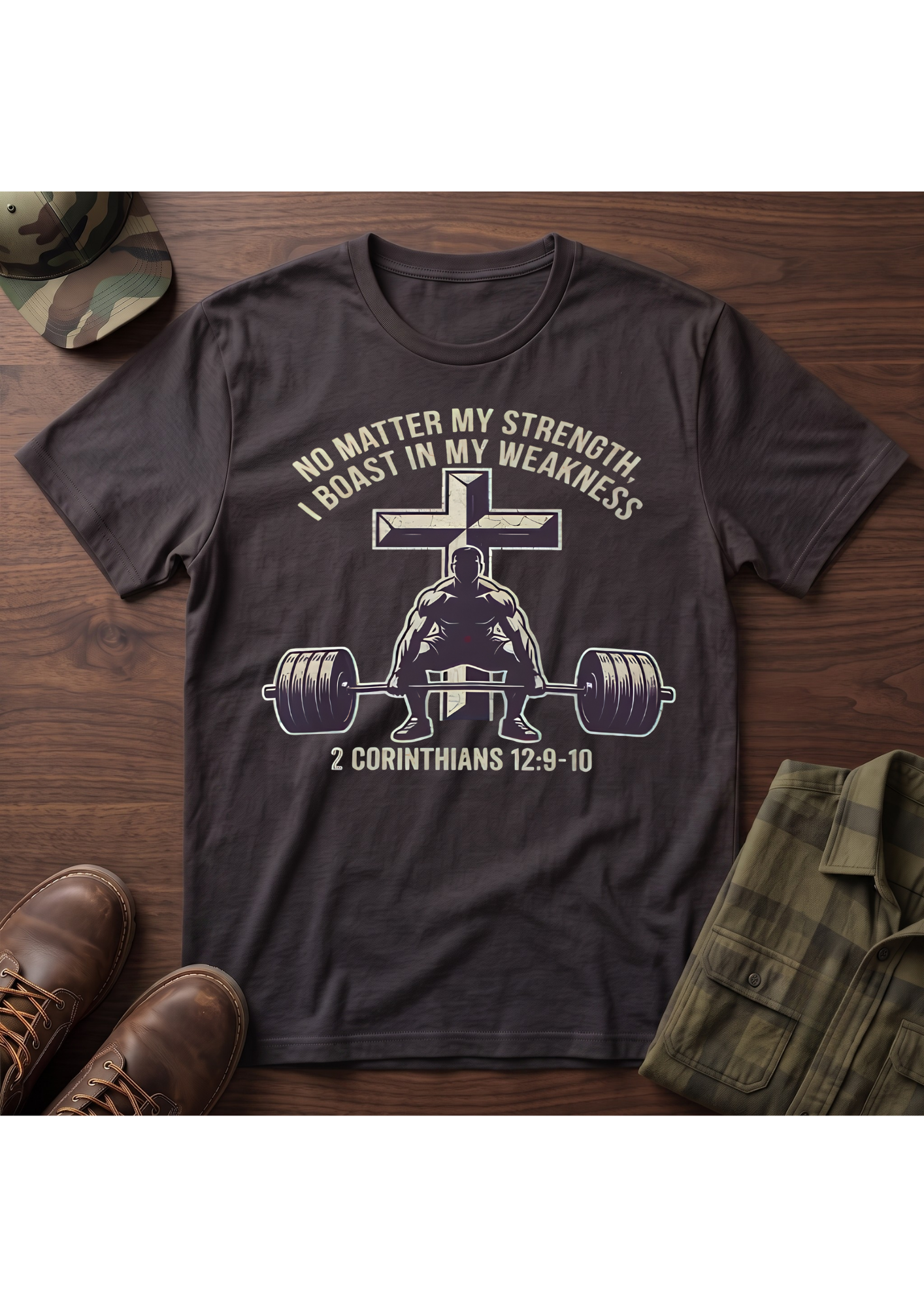 2 Cor. 12:9-10 Christian Powerlifting  Shirt