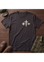 Cross and Barbell Chest Logo Only T-Shirt | Faith Fitness Tee