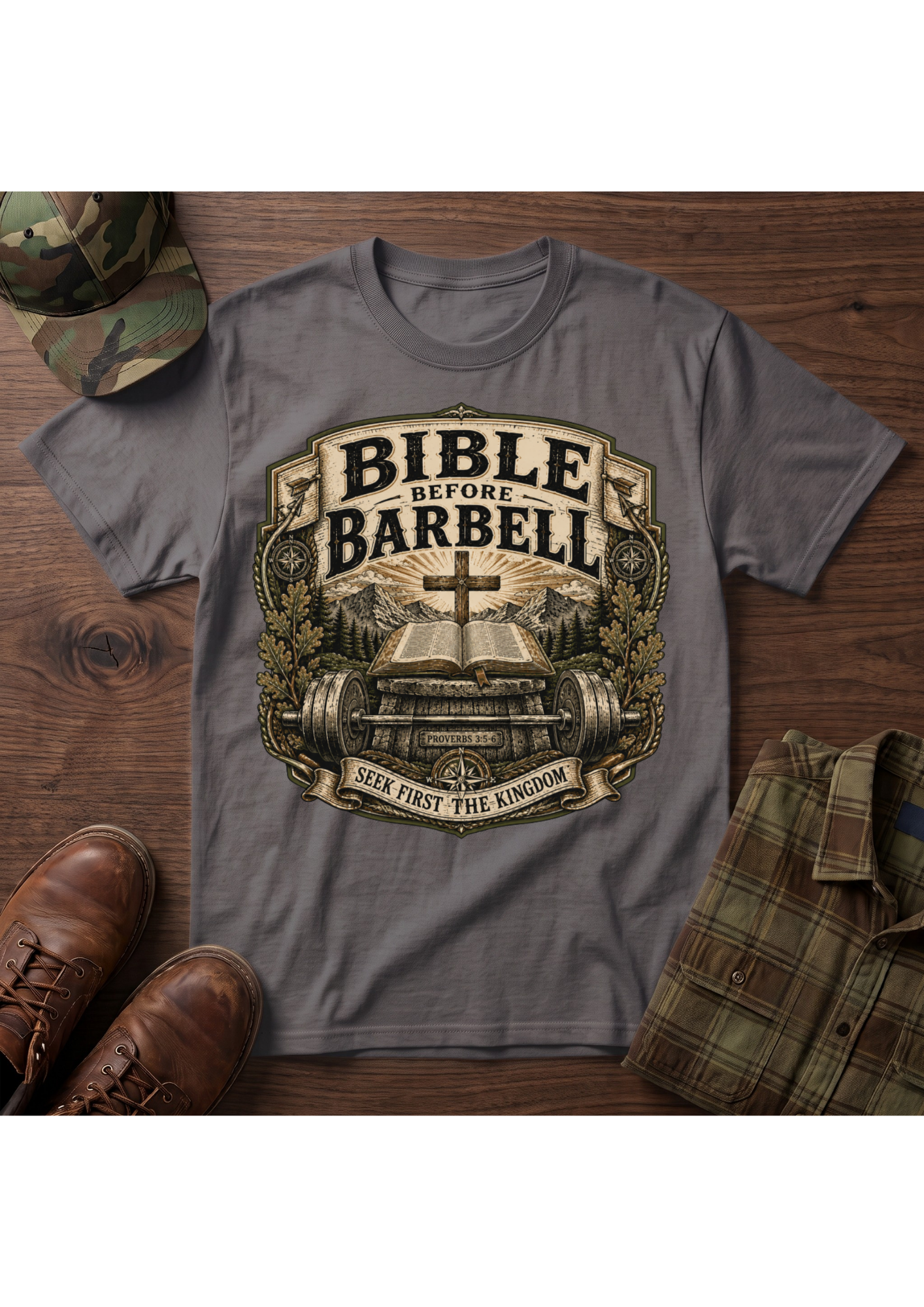 Bible Before Barbell T-Shirt
