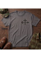 Cross and Barbell Chest Logo Only T-Shirt | Faith Fitness Tee