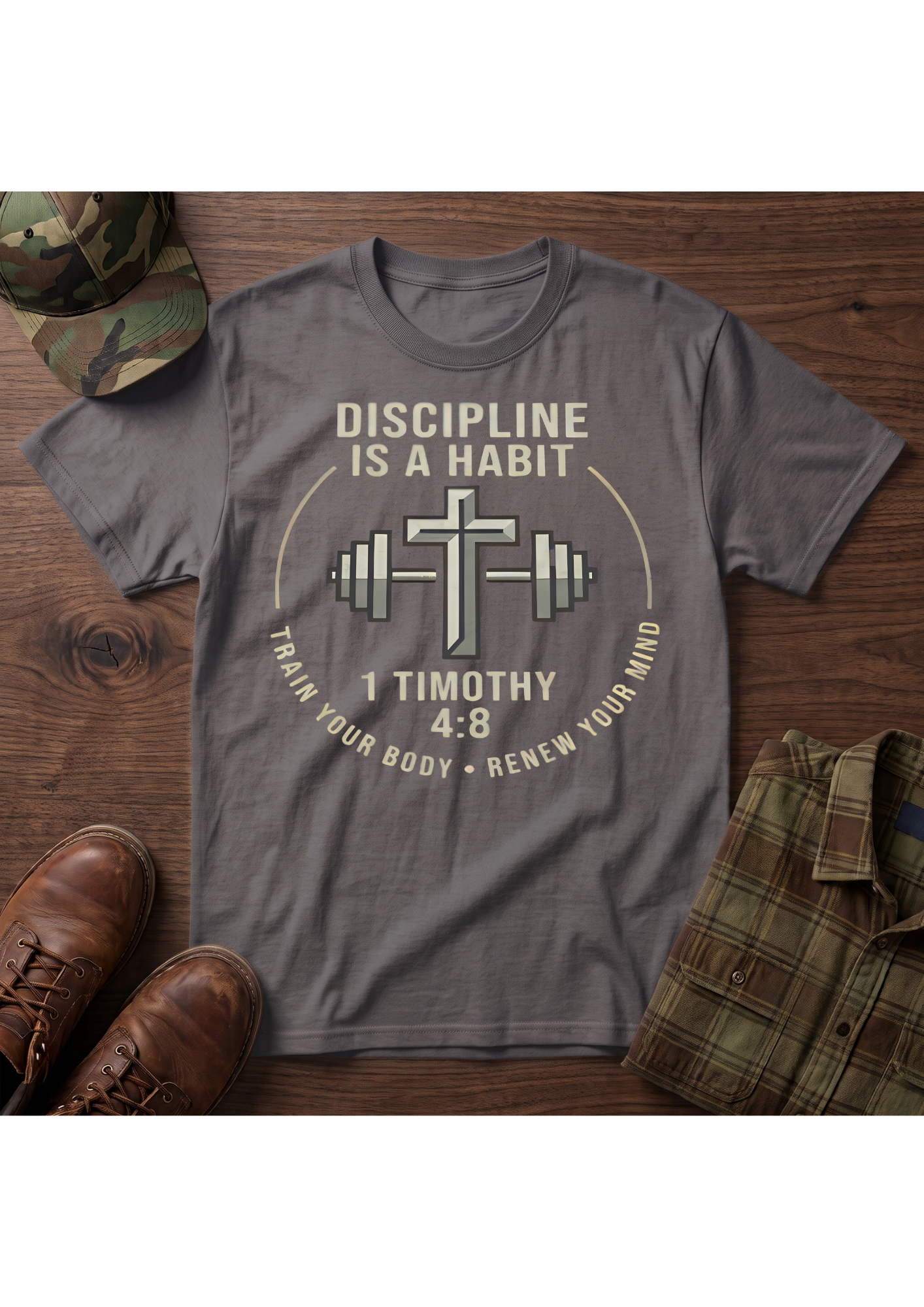 1 Timothy 4:8 Faith, Fitness and Discipline T-Shirt