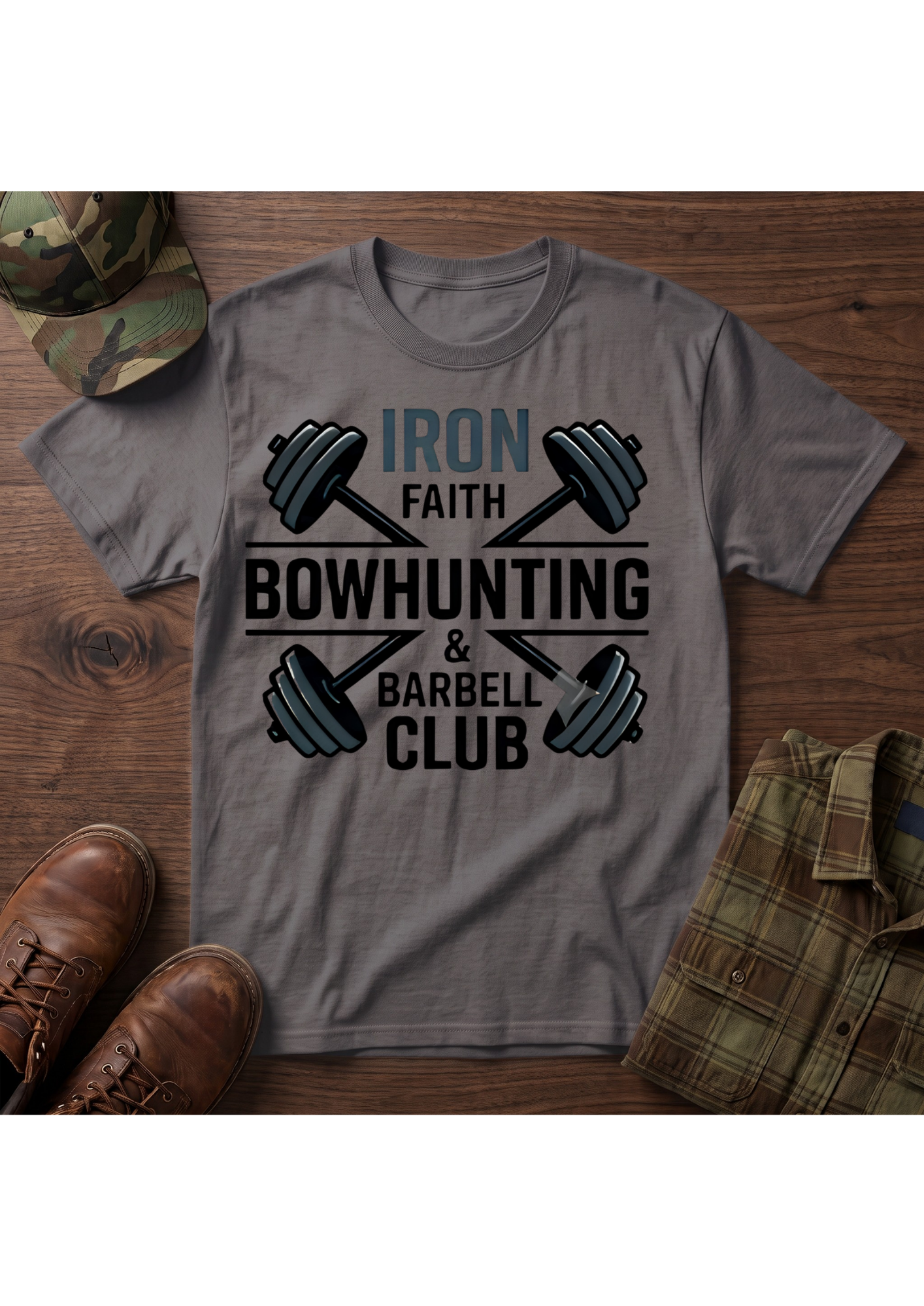 Iron Faith Barbell Crossed T-Shirt