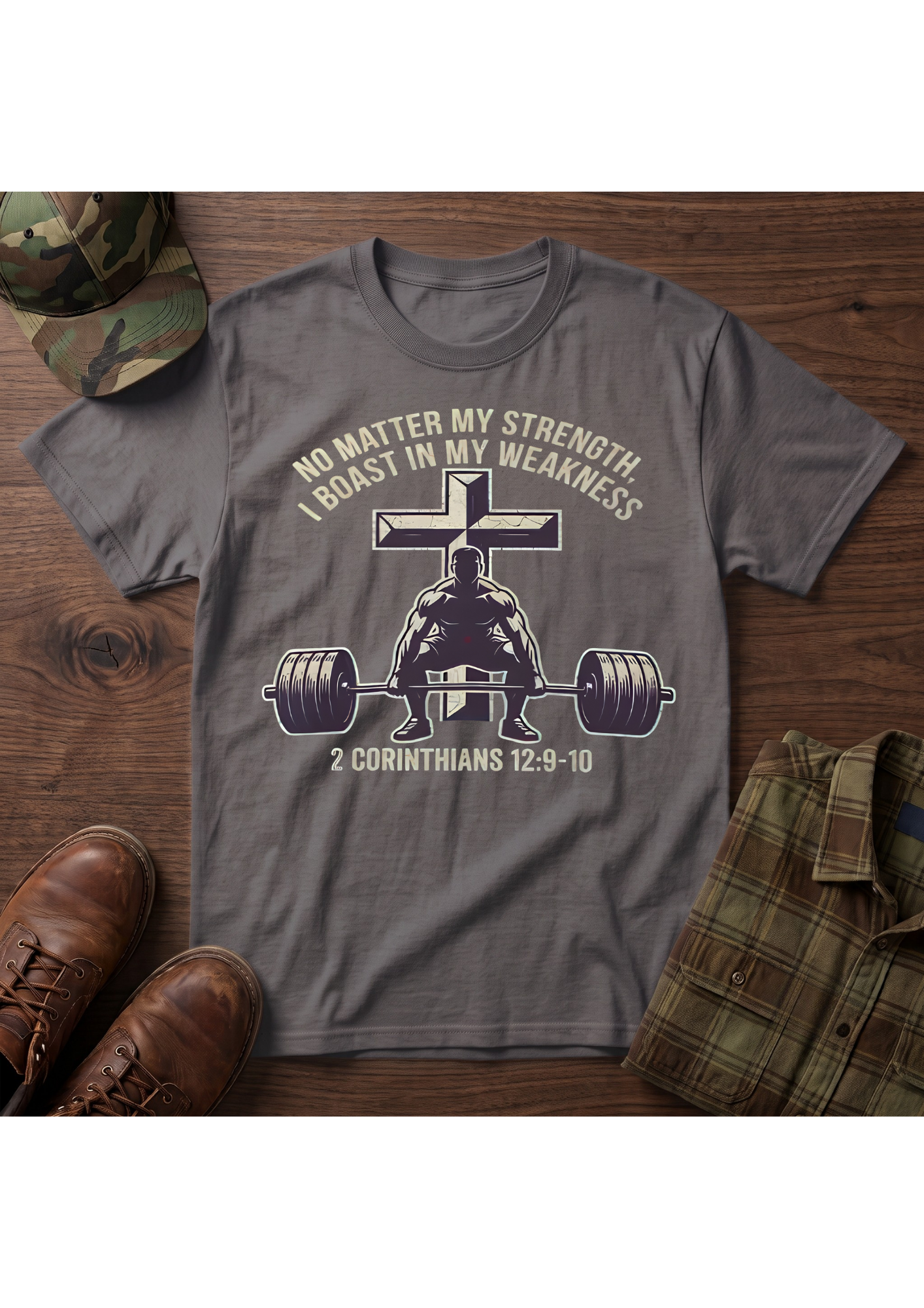 2 Cor. 12:9-10 Christian Powerlifting  Shirt