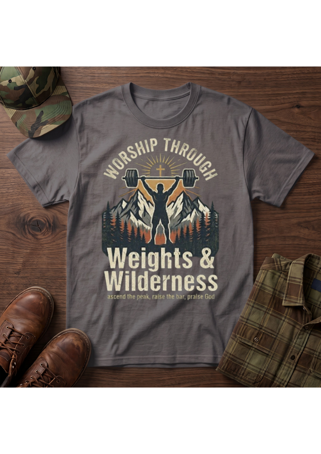 Worship Through Weights & Wilderness T-Shirt