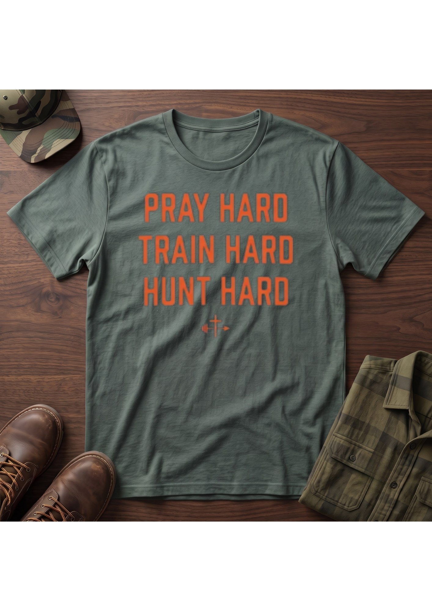 Pray, Train, Hunt Hard Orange T-Shirt