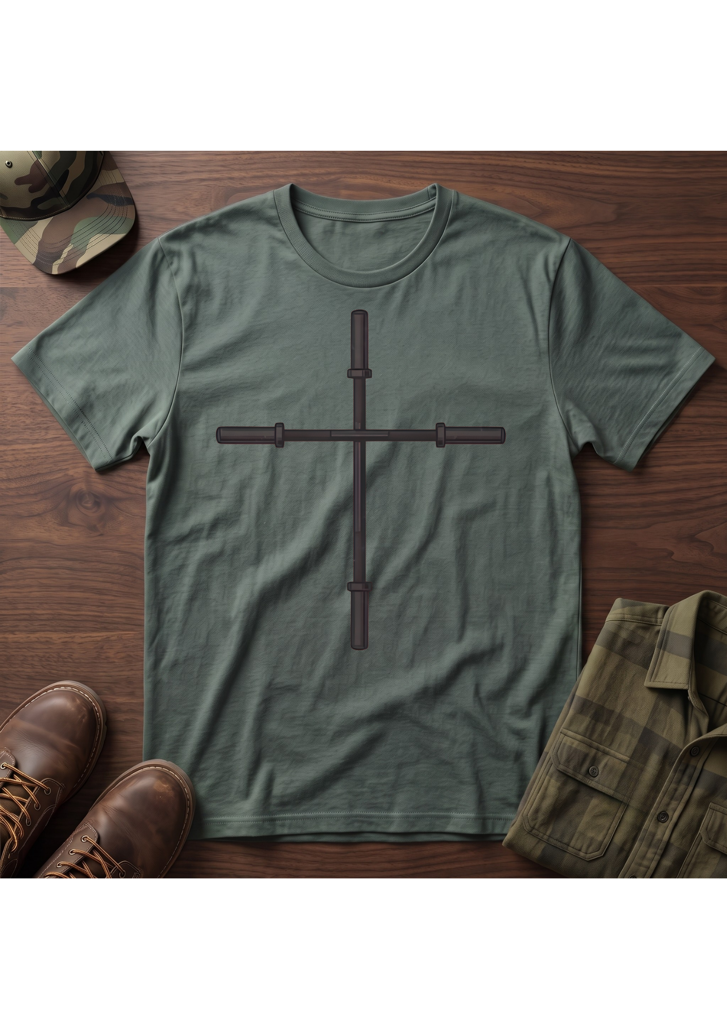Barbell Cross Faith and Fitness T-Shirt
