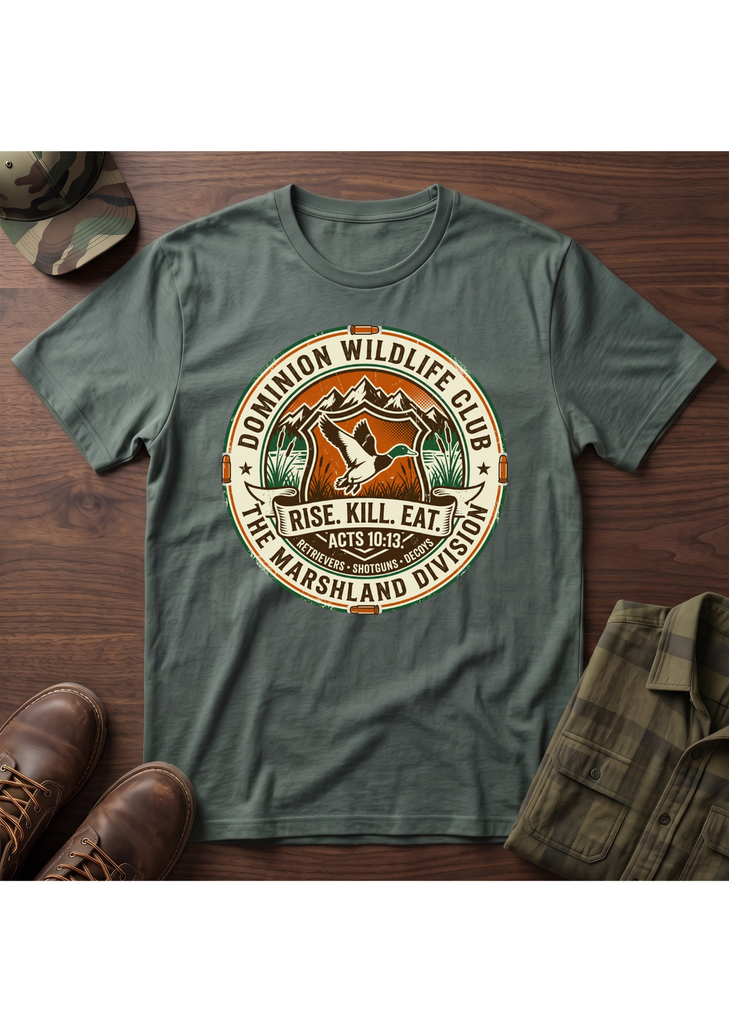 Rise, Kill, Eat Waterfowl Badge T-Shirt